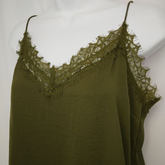 NWT Y2K Banana Republic Lace Hunter Green Camisole V-Neck Top Size S - Picture 2 of 5